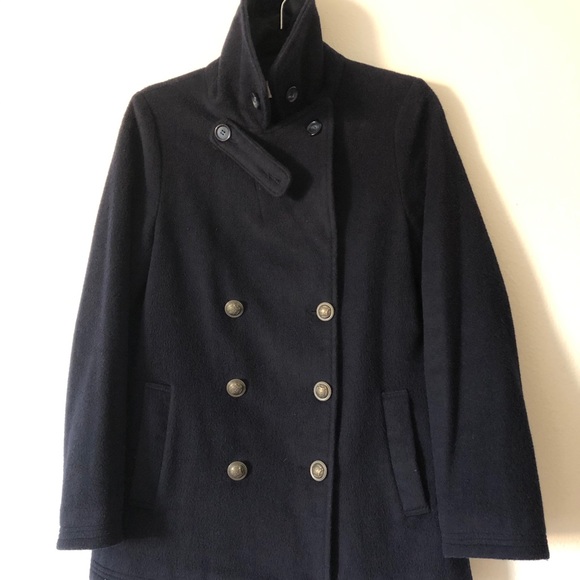 Navy wool pea coat pcoat peacoat jacket outwear - Picture 4 of 14